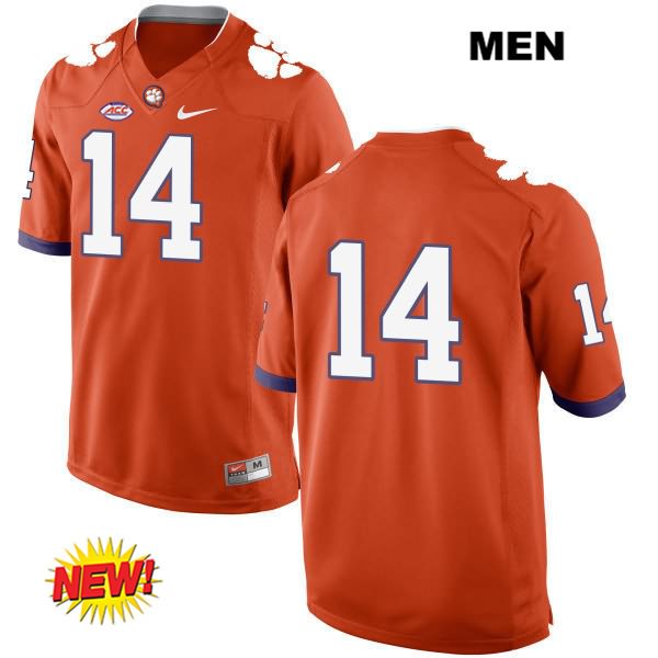 Men's Clemson Tigers #14 Diondre Overton Stitched Orange New Style Authentic Nike No Name NCAA College Football Jersey CYK3046XE